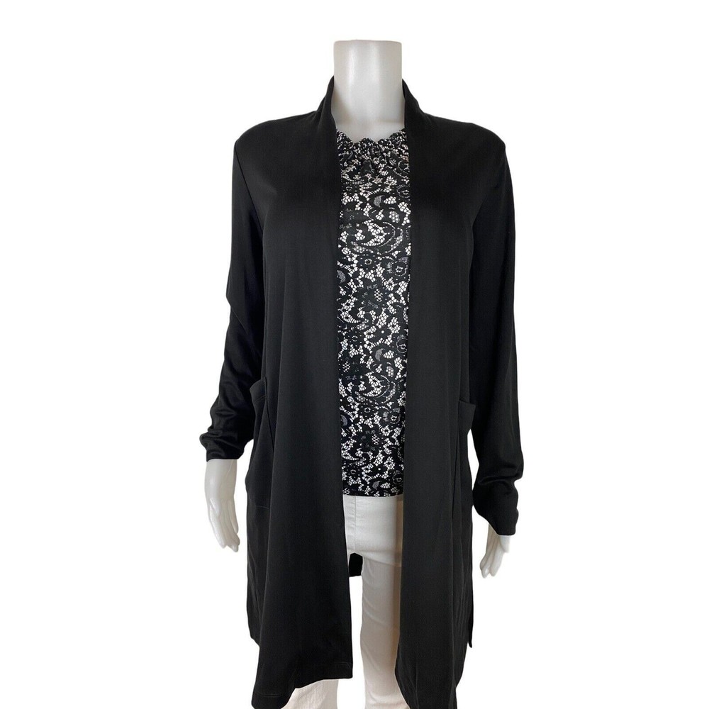 F. Eileen Fisher Women Sweater Size Xs Black Cardigan Pocket. NWT $248